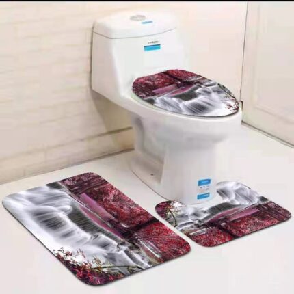 3-in-1 Toilet Mat Set – Bathroom Floor & Seat Cover Mat Set