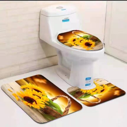 3-in-1 Toilet Mat Set – Bathroom Floor & Seat Cover Mat Set