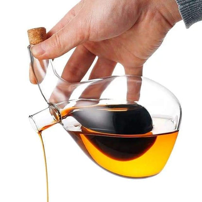 2-in-1 Twisted Oil and Vinegar Cruet Set with Bamboo Lids