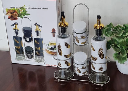 5-in-1 Seasoning Set with Stainless Steel Stand