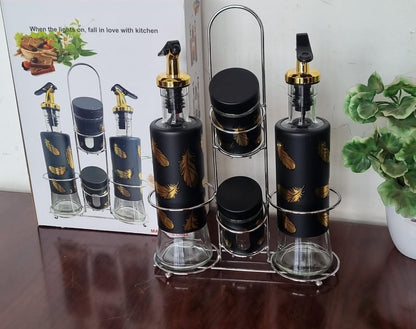 5-in-1 Seasoning Set with Stainless Steel Stand