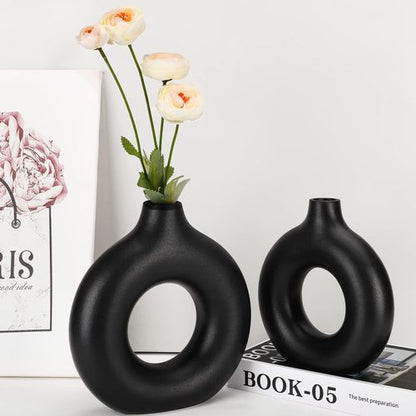 Porcelain Ceramic 2-in-1 Donut Flower Vase
