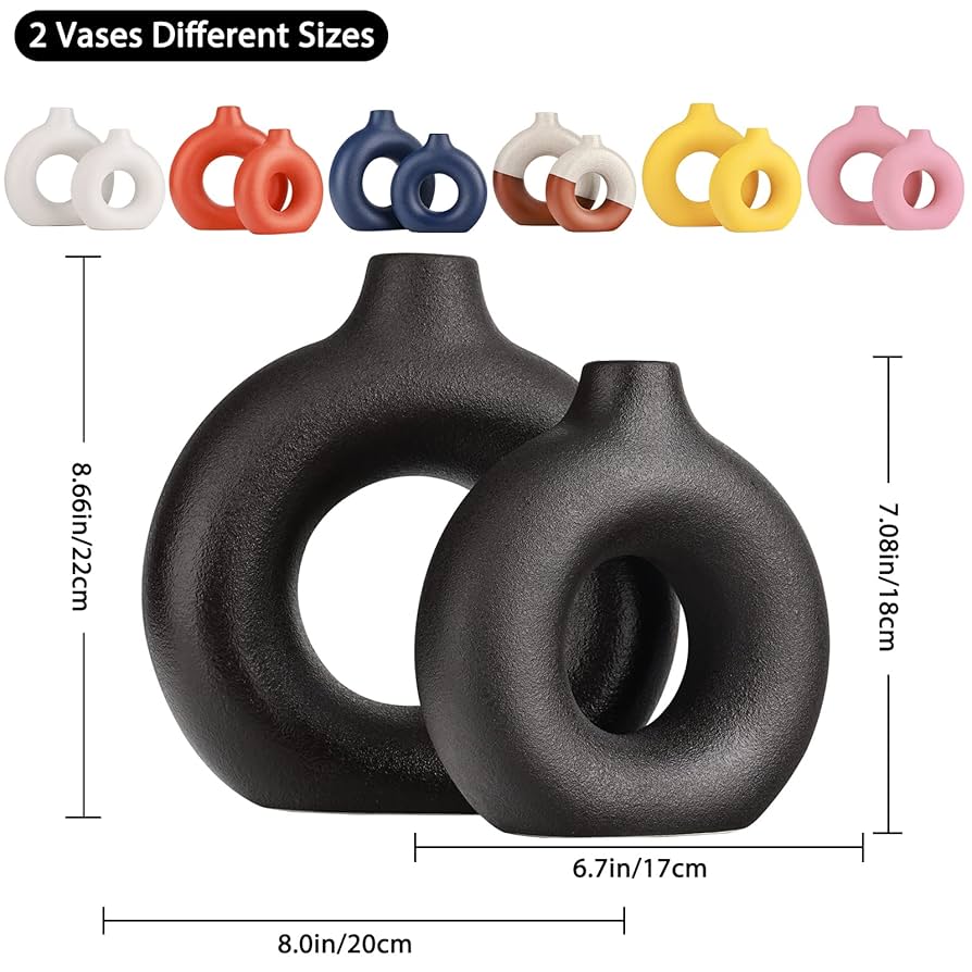 Porcelain Ceramic 2-in-1 Donut Flower Vase