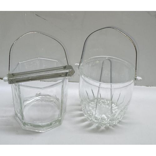 1L Heavy Glass Ice Bucket with Stainless Steel Handle