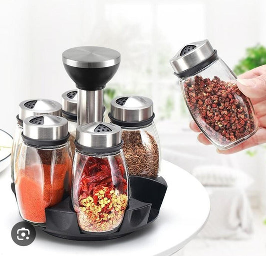 7-Piece Rotating Spice Rack Set OT-020 (6x100ml Jars + Stand)