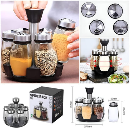 7-Piece Rotating Spice Rack Set OT-020 (6x100ml Jars + Stand)