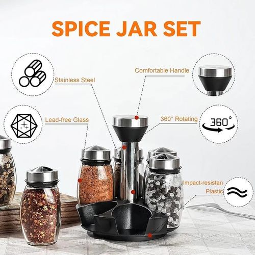 7-Piece Rotating Spice Rack Set OT-020 (6x100ml Jars + Stand)