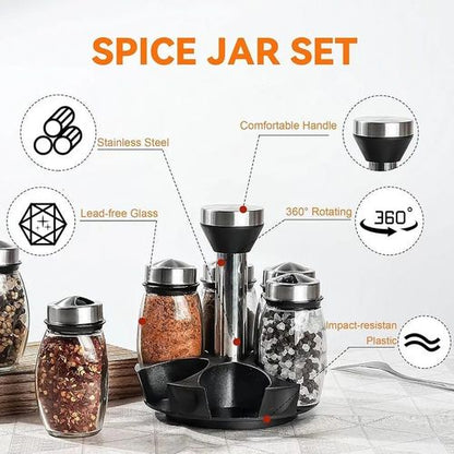 7-Piece Rotating Spice Rack Set OT-020 (6x100ml Jars + Stand)