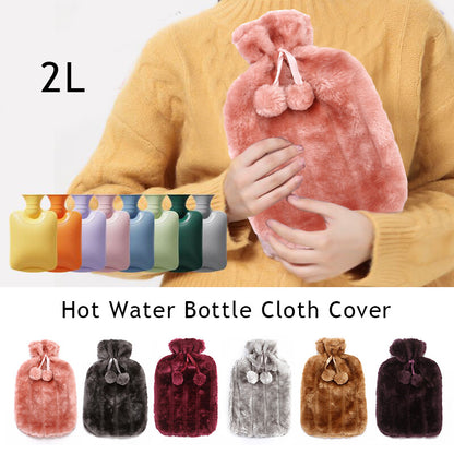 Fluffy Fabric Hot Water Bottle Cover – 2L Capacity