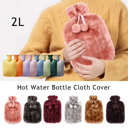 Fluffy Fabric Hot Water Bottle Cover – 2L Capacity