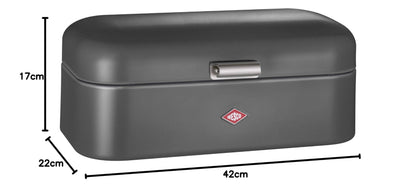 Galvanized Metal Bread Bin Set – 42x22x17cm Bin + 3x1200ml Canisters