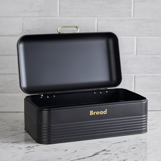 Galvanized Metal Bread Bin Set – 42x22x17cm Bin + 3x1200ml Canisters