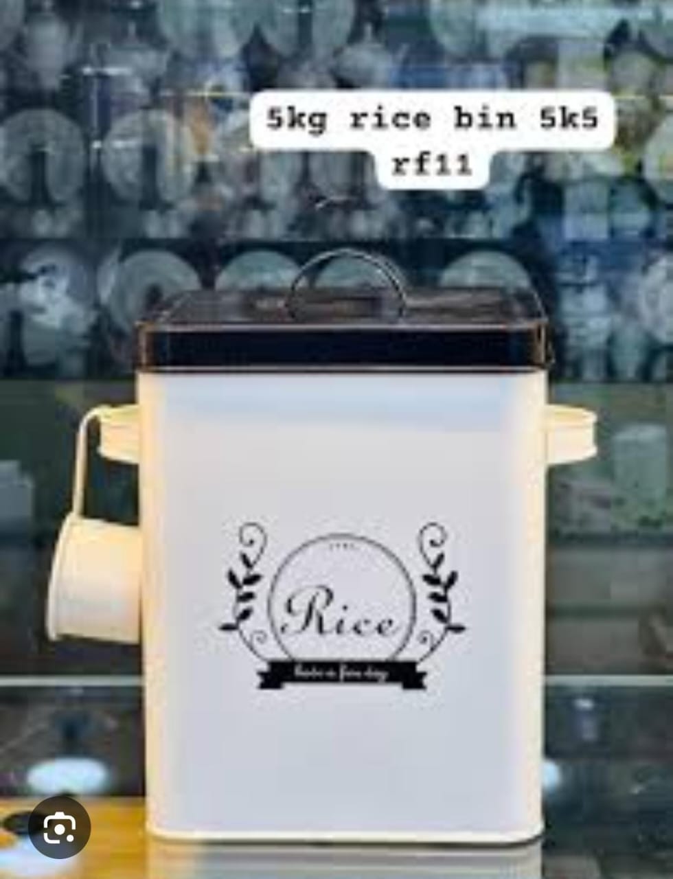 Galvanized Metal Rice Storage Bin – 5kg Capacity