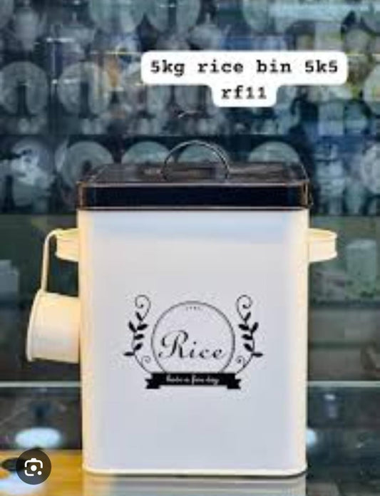 Galvanized Metal Rice Storage Bin – 5kg Capacity