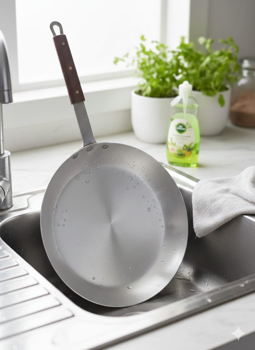 32cm Aluminum Frying Pan with Wooden Handle – Silver