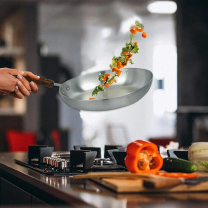 32cm Aluminum Frying Pan with Wooden Handle – Silver