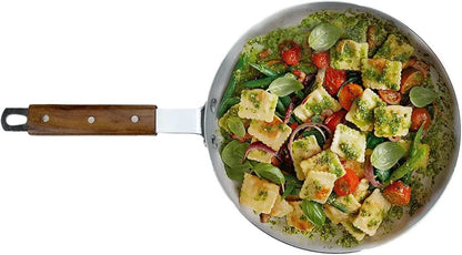 32cm Aluminum Frying Pan with Wooden Handle – Silver