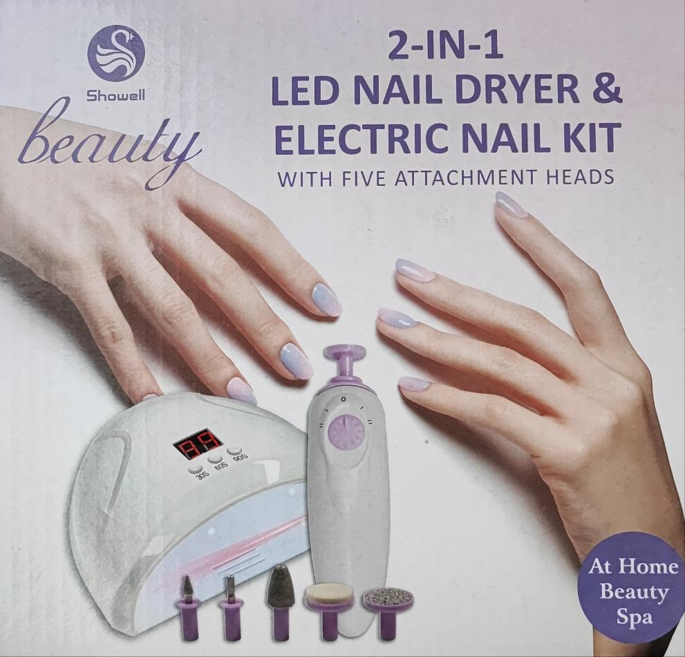USB 2-in-1 LED Nail Dryer & Electric Nail Kit – 5 Attachments