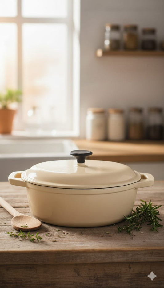 Cast Iron Sufuria Pot – Maroon & Cream