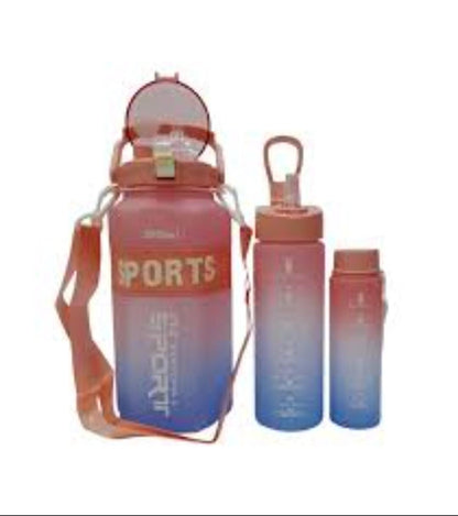 Hexagonal 3-in-1 Sports Water Bottle – Multi-Color Motivational Design