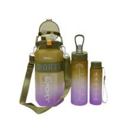 Hexagonal 3-in-1 Sports Water Bottle – Multi-Color Motivational Design