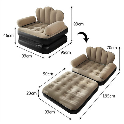 Inflatable 2-in-1 Sofa/Bed with Armrest & Manual Pump