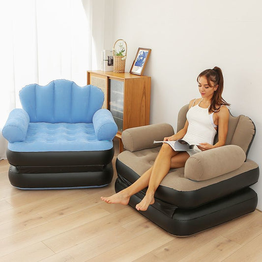 Inflatable 2-in-1 Sofa/Bed with Armrest & Manual Pump