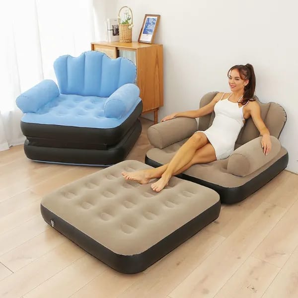 Inflatable 2-in-1 Sofa/Bed with Armrest & Manual Pump