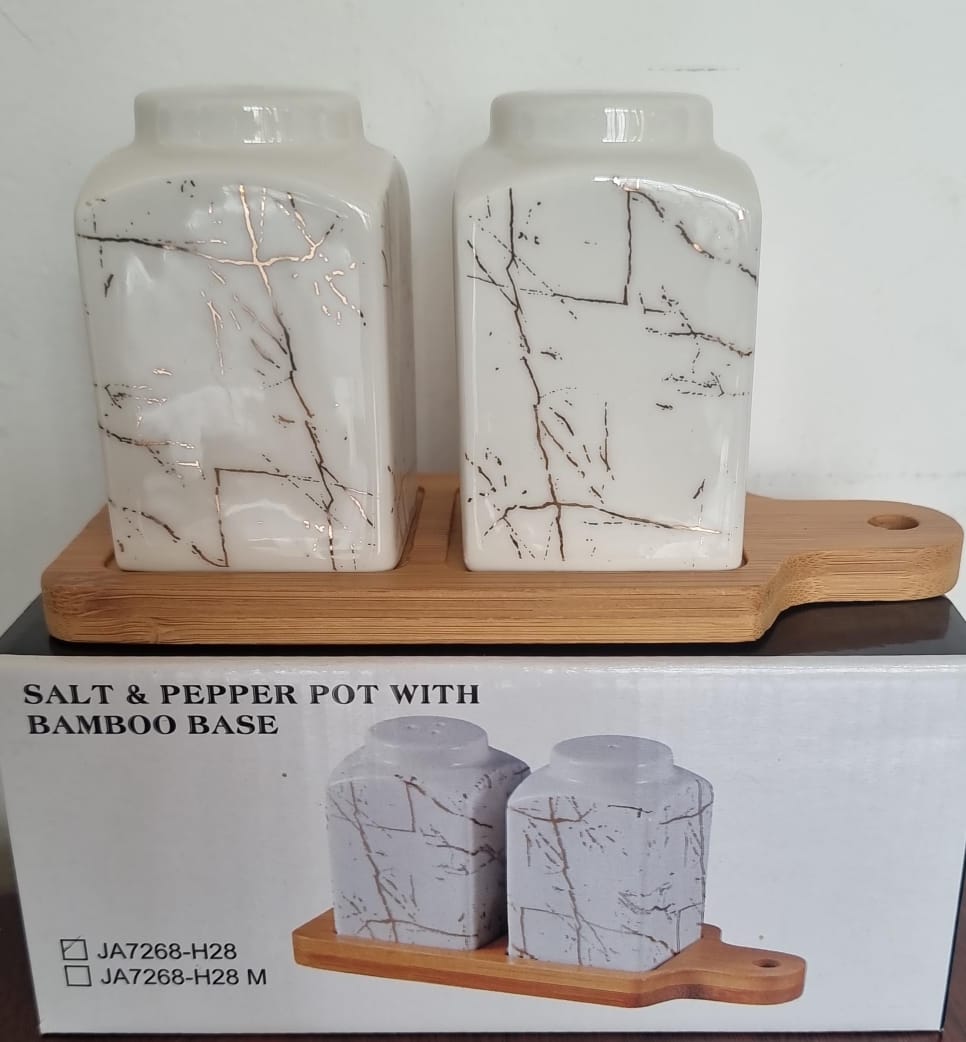 JA7268-H28 salt & pepper pot with bamboo base