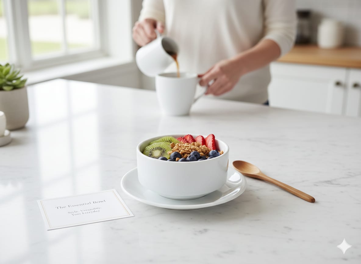 Classic White Ceramic Soup Bowl with Saucer