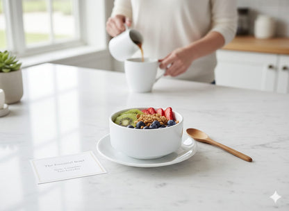 Classic White Ceramic Soup Bowl with Saucer