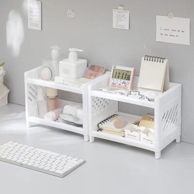 Detachable 2-Layer Desktop Organizer Tray – 24x15x18cm Plastic Storage