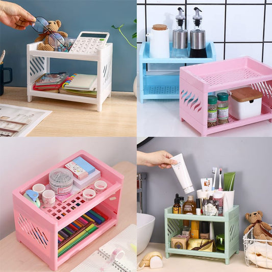 Detachable 2-Layer Desktop Organizer Tray – 24x15x18cm Plastic Storage