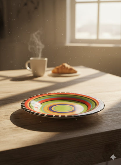 Aura Hand-Painted Ceramic Plate – 8.5 Inch, 6pcs