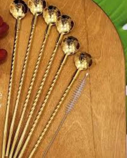Boyuan Stainless Steel Long Straw Spoon – Gold & Silver Options