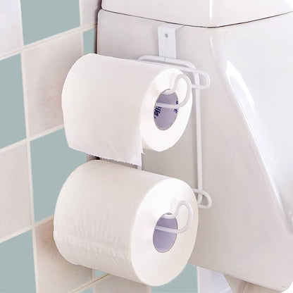 Metallic Double Tissue Holder – Over Door / Cistern Mount (White)