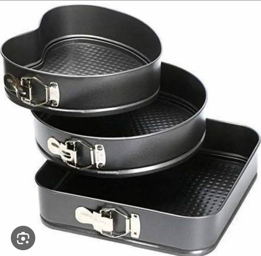 Non-Stick Mixed Shape Baking Tin Set (Heart, Square & Round)