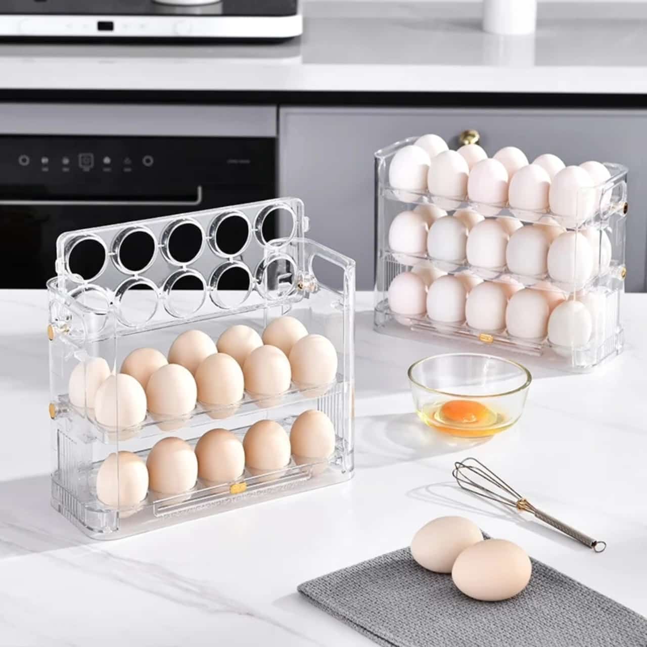 AutoFlip Fridge Egg Storage Plastic Box