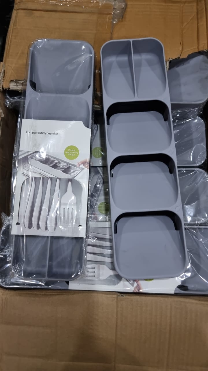 5-Slot Compact Cutlery Organizer – Grey