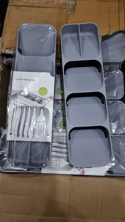 5-Slot Compact Cutlery Organizer – Grey