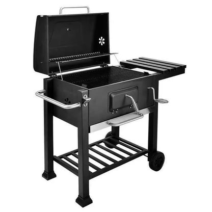 Outdoor Portable BBQ Grill – Large Charcoal Trolley with Adjustable Tray