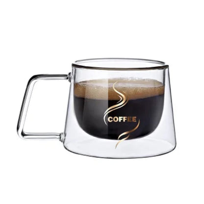 2-Pieces Heat-Resistant Double Wall Glass Coffee Mug Set – 200ml
