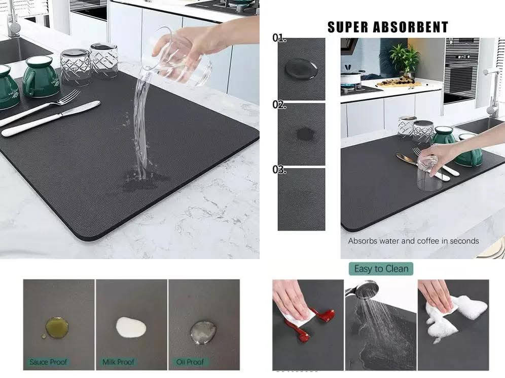 Super Absorbent Non-Slip Dish Drain Mat