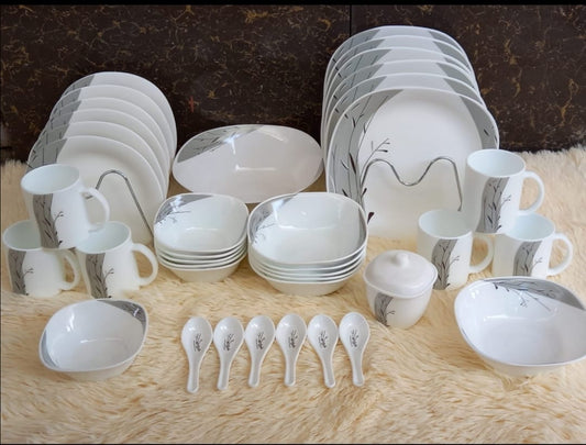 39-Piece Ceramic White & Gold Dinner Set