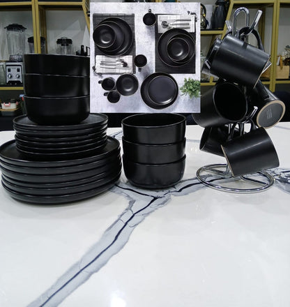 24-Piece Black Elegant Dinner Set