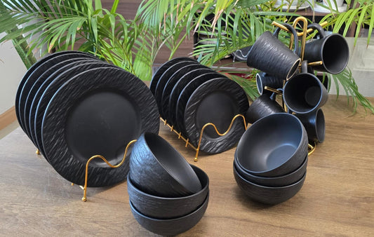 24-Piece Black Elegant Dinner Set