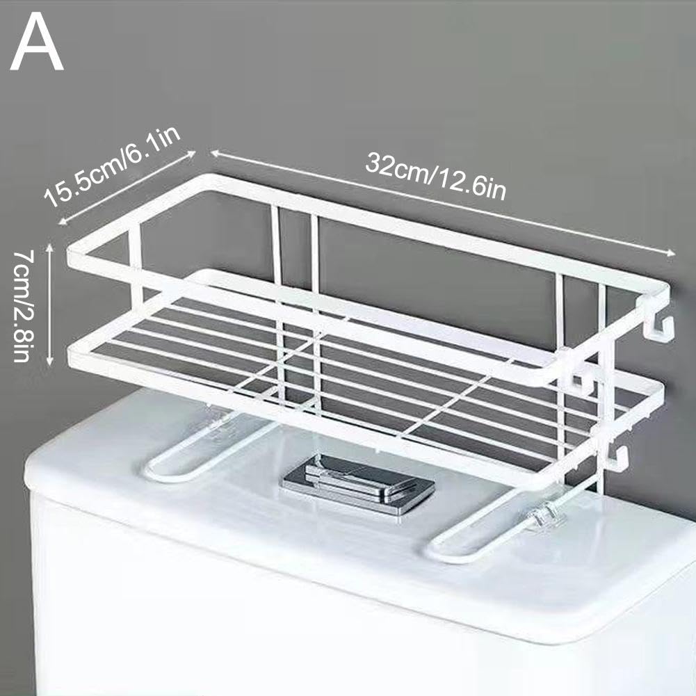 Single-Layer Metallic Toilet Top Organizer Rack (34×15×7 cm)