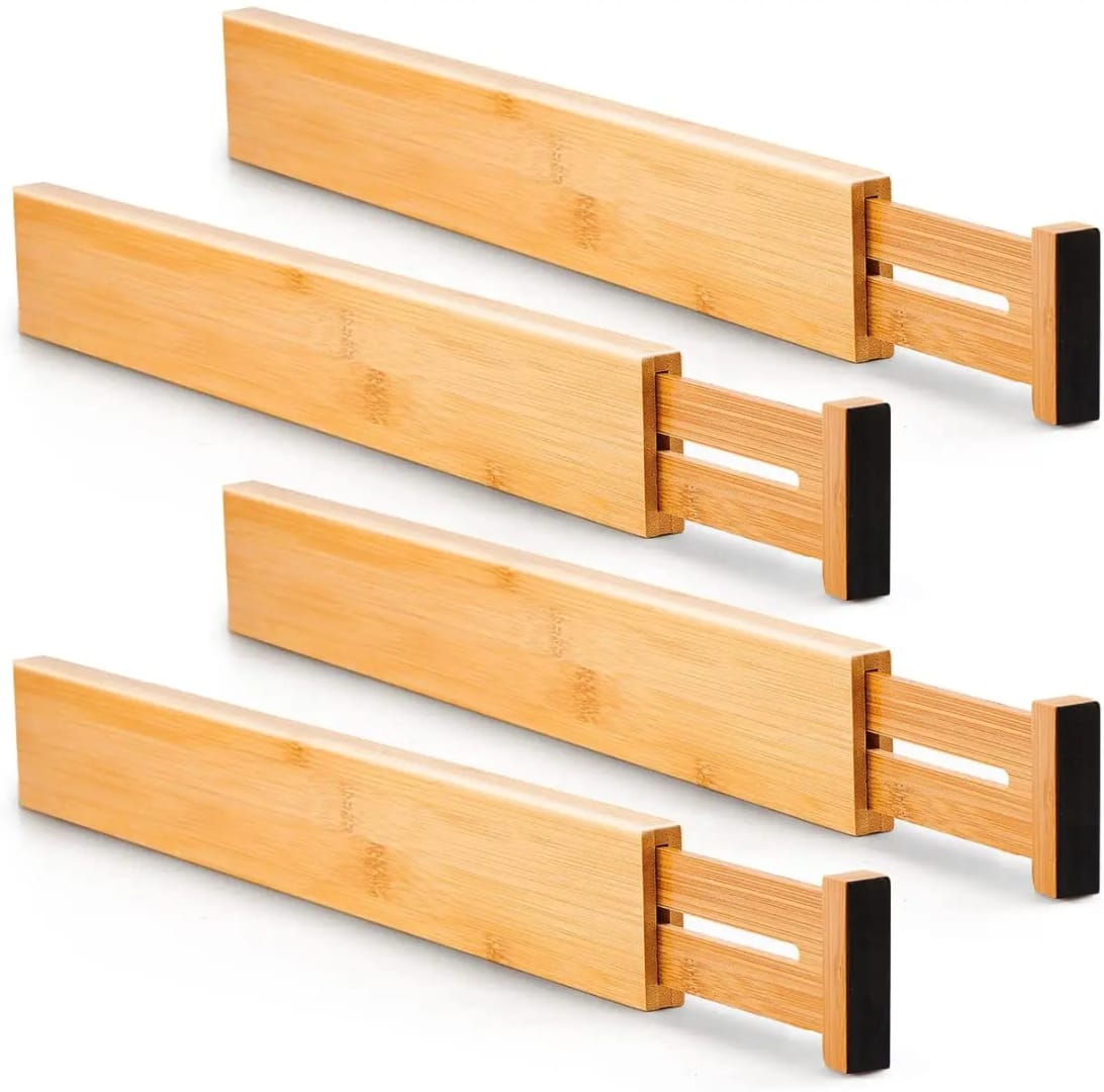 Multifunctional Expandable Bamboo Drawer Dividers – 4-Piece Set