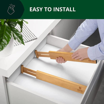 Multifunctional Expandable Bamboo Drawer Dividers – 4-Piece Set
