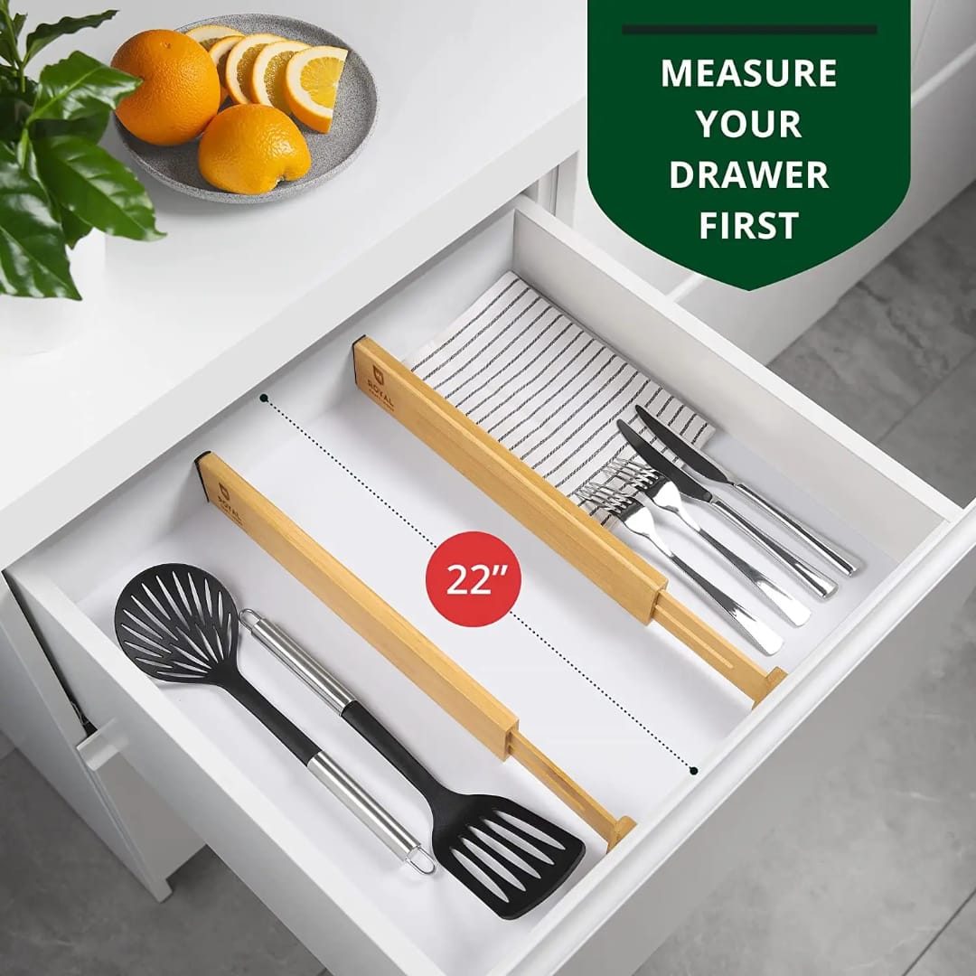 Multifunctional Expandable Bamboo Drawer Dividers – 4-Piece Set